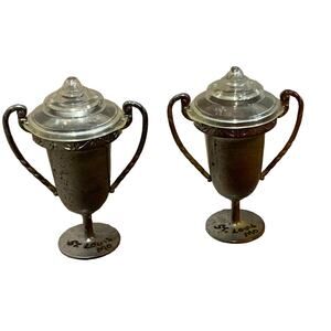 Vintage Silver Plastic St Louis Tarnished Salt Pepper Shakers Set